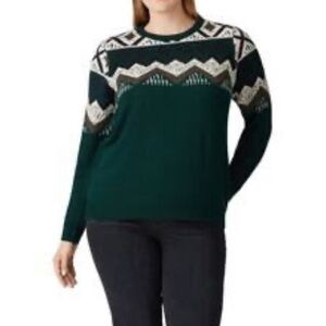 Junarose Fair Isle Knit Sweater Green - Size 2X
